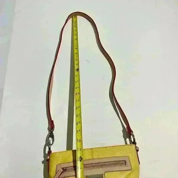 Tignanello Leather Yellow Tan Convertible Crossbody Purse Handbag - Picture 10 of 15